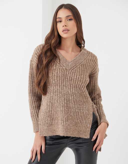 4th & Reckless – Camelowy sweter z wiązaniem