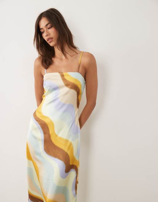 4th & Reckless - Cami-maxikjole med firkantet hals og multifarvet print i satin, 2 af 5