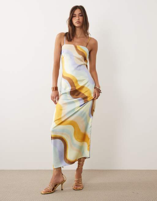4th & Reckless - Cami-maxikjole med firkantet hals og multifarvet print i satin, 3 af 5
