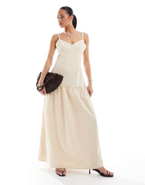 4th & Reckless – Camisole-Maxikleid aus Leinen-Mix in Buttercreme mit tiefer Taille - view 1