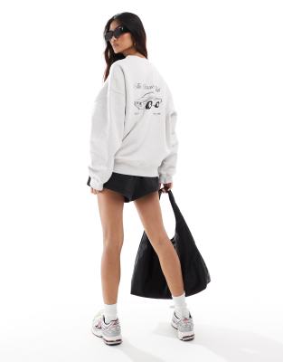 4th & Reckless 4th & Reckless car back print sweatshirt in grey