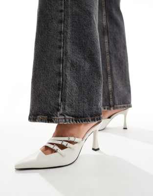 4th & Reckless 4th & Reckless Cara Mule court heeled shoe in Cream-White