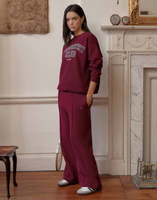 Charli wide leg sweatpants in burgundy-Red