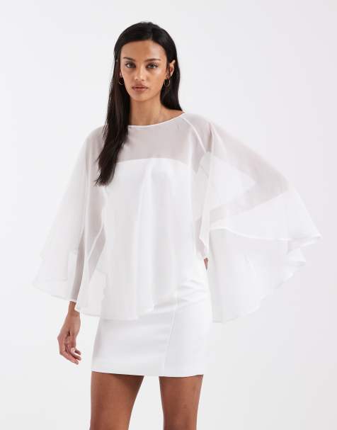 4th & Reckless chiffon draped cape top in white (part of a set) - view 1