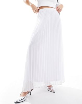 4th & Reckless Chiffon Pleated Maxi Skirt In White