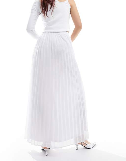 4th Reckless chiffon pleated maxi skirt in white ASOS