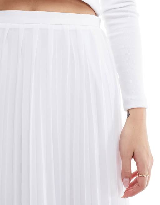 4th Reckless chiffon pleated maxi skirt in white ASOS