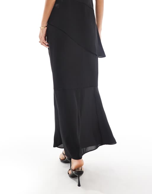 4th & Reckless chiffon sheer hem maxi skirt co-ord in black, 3 of 5