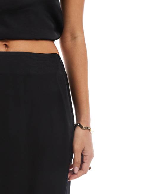 4th & Reckless chiffon sheer hem maxi skirt co-ord in black, 4 of 5