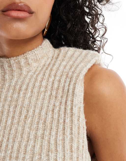 4th & Reckless chunky knit high neck sleeveless sweater in