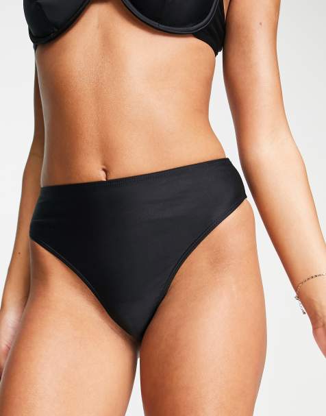 4th & Reckless Cinder high leg high waist bikini bottom in black - view 1