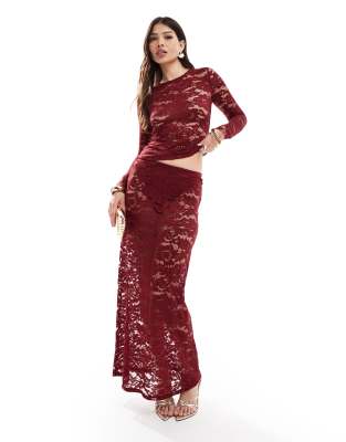 4th & Reckless - Co-ord set van kant van top met lange mouwen en maxi ...