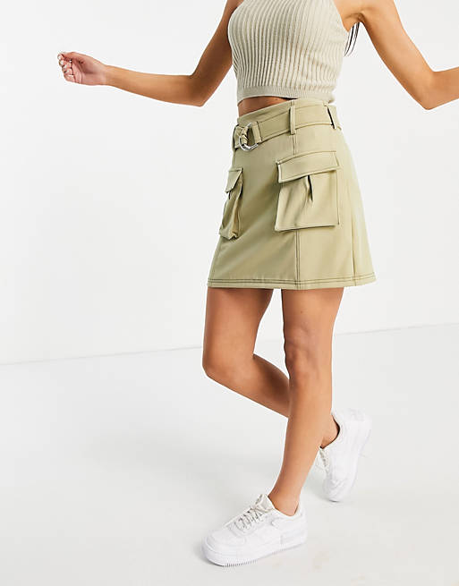 4th & Reckless co-ord utility skirt in pistachio green