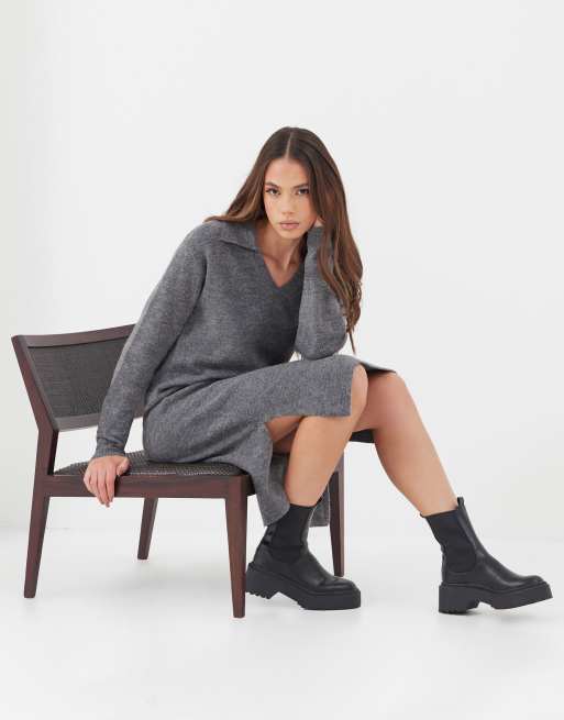 4th & Reckless collared jumper in grey