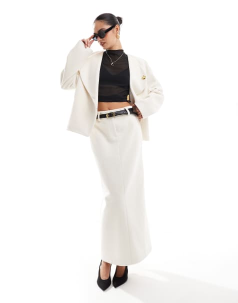 4th & Reckless column maxi skirt co-ord in cream - view 1