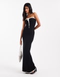 [4th & Reckless] 4th & Reckless contrast edge tie front crochet beach maxi dress in black 10 BLACK