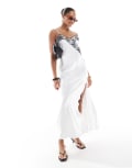 [4th & Reckless] 4th & Reckless contrast lace detail thigh split satin cami maxi dress in white 14 WHITE