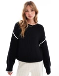 [4th & Reckless] 4th & Reckless contrast stitch dropped shoulder jumper in black 8 BLACK
