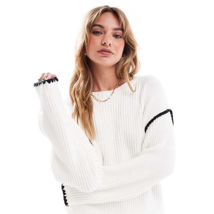 Be You 【 Contrast Stitch Jumper Womens Women 】 ファッション レディースファッション トップス その他トップス レディ Contrast Stitch Jumper, Ivory