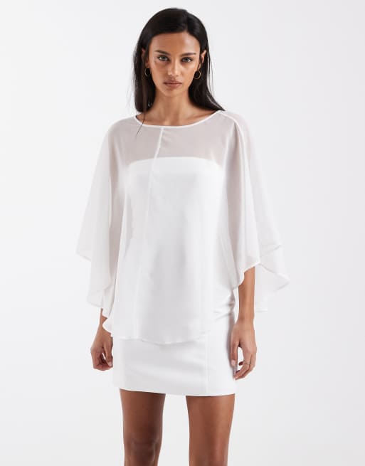 4th & Reckless - Coordinato bianco con vestito corto strutturato in chiffon e top a mantella drappeggiato