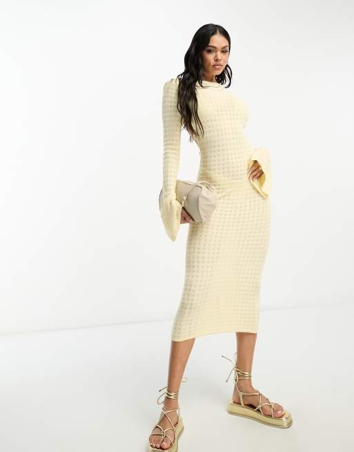 NA-KD crochet knit maxi dress in stripe print