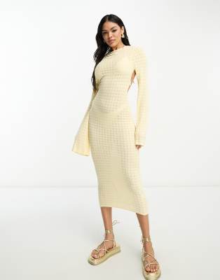 4th & Reckless costella crochet knit midaxi summer dress in buttercream |  ASOS