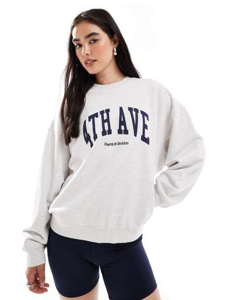 4th & Reckless cotton avenue logo sweatshirt in in light grey - view 1