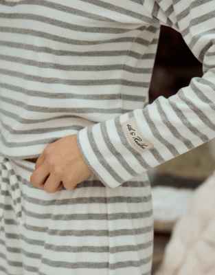 4th & Reckless Cotton Blend Ribbed Button Detail Henley Top Co-ord In Gray