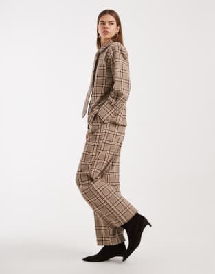 4th & Reckless Cotton Brushed Tailored Wide Leg Pants In Brown