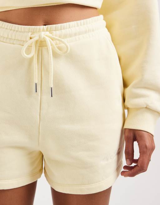 4th & Reckless cotton drawstring waist sweat shorts co-ord in yellow, 3 of 5