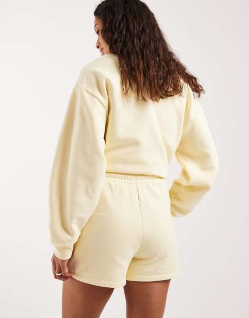 4th & Reckless cotton drawstring waist sweat shorts co-ord in yellow, 5 of 5