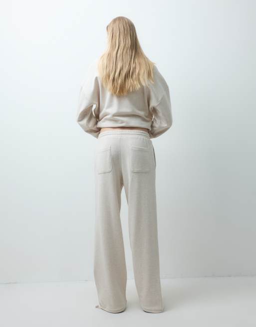 4th & Reckless cotton fleeceback balloon leg jogger co-ord in oat, 3 of 5