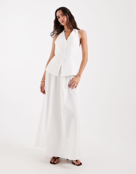 4th & Reckless cotton floaty maxi skirt in white (part of a set) - view 1