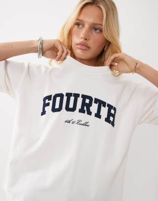 4th & Reckless Cotton Heavyweight 'fourth' Logo Oversized T-shirt In White