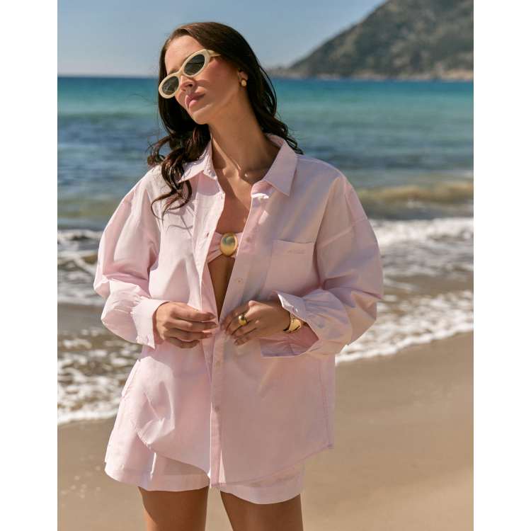 4th & Reckless cotton pocket front balloon sleeve beach shirt in