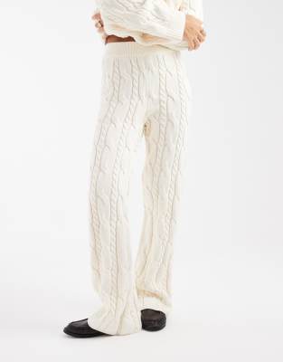 4th & Reckless Cotton Rich Cable Knit Wide Leg Pants In White