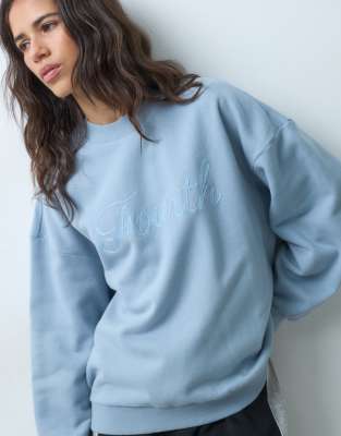 4th & Reckless Cotton Rich 'fourth' Loopback Front Graphic Sweatshirt In Multi
