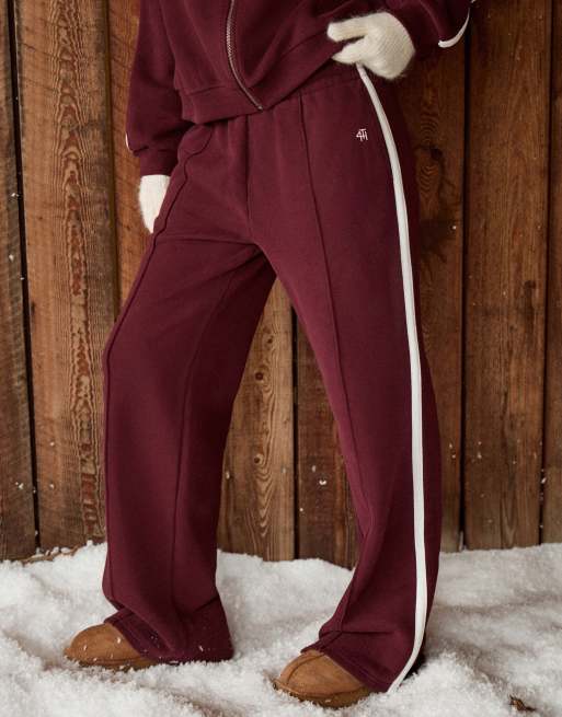 4th & Reckless cotton rich seam front side stripe wide leg track