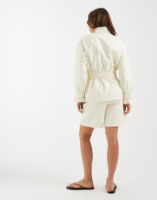 4th & Reckless cotton tailored exaggerated pleat longline shorts in cream (part of a set), 5 of 5
