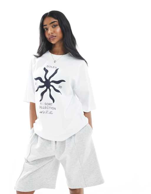 4th & Reckless cotton washed soleil motif oversized t-shirt