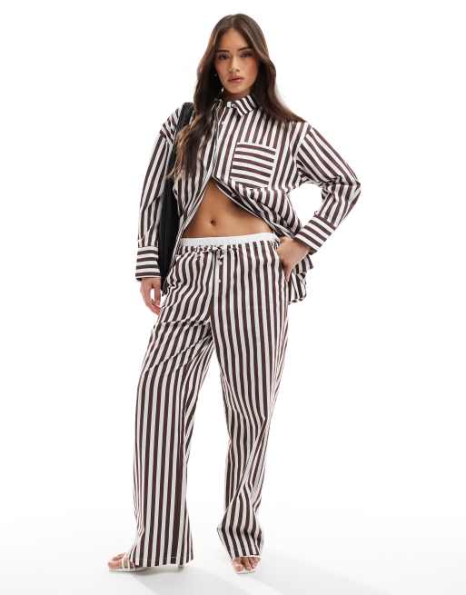 ボトムス mabli 25ss meadow stripe pants & necktie 4th & Reckless cotton wide leg boxer detail tie waist pants