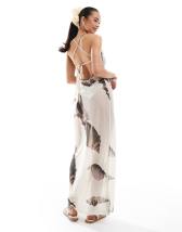 4th & Reckless crochet flared sleeve keyhole detail maxi beach dress in cream