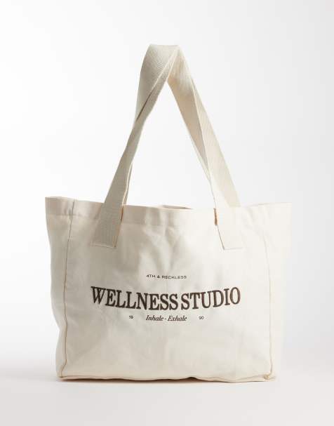 4th & Reckless - Cremehvid tote-taske med logobrodering - view 1