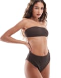 [4th & Reckless] 4th & Reckless crinkle bandeau bikini top in brown (part of a set) 8 BROWN