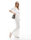 [4th & Reckless] 4th & Reckless crochet lace wide leg pants in white (part of a set) 12 White