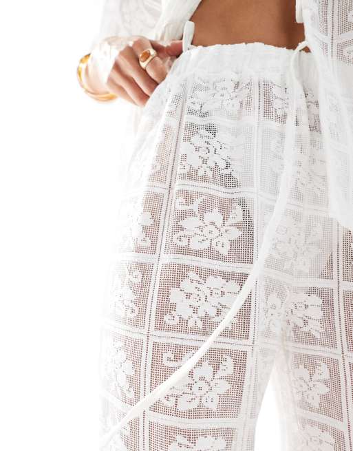 4th & Reckless crochet lace wide leg pants in white - part
