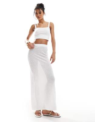 crochet maxi beach skirt in white - part of a set