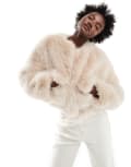 [4th & Reckless] 4th & Reckless cropped faux fur pocket detail jacket in beige-Neutral 16 BEIGE