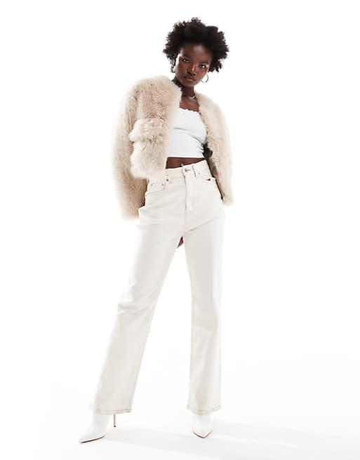 4th & Reckless cropped faux fur pocket detail jacket in 4th & Reckless cropped faux fur pocket detail jacket in