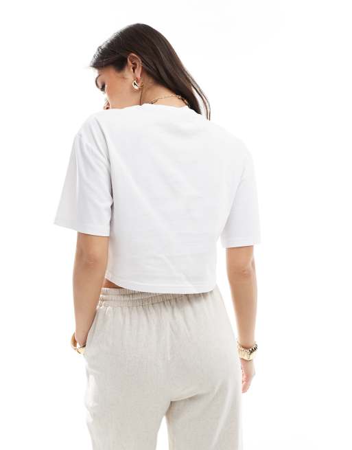 4th & Reckless - Cropped T-shirt met ring met kralen in wit, 4 van 4